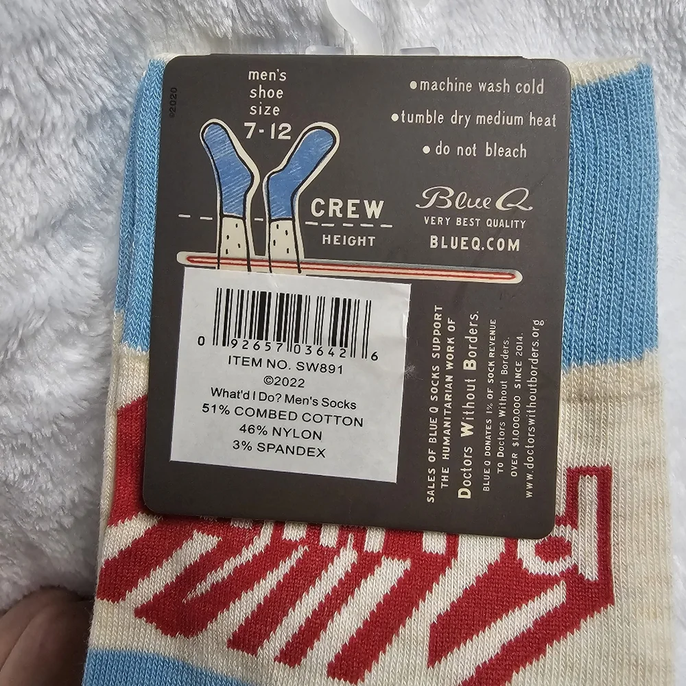 Blue Q What'd I Do? Men's Crew Socks Gag Gift